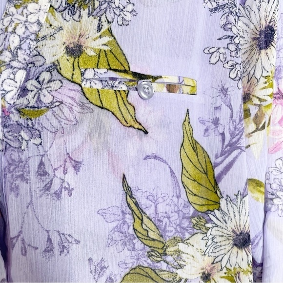 New Kut from the Kloth Jasmine Sheer Button Front Blouse in Purple - Picture 6 of 8